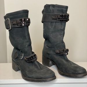 Vera Wang Lavendar Label Rhinestone Moto Boot